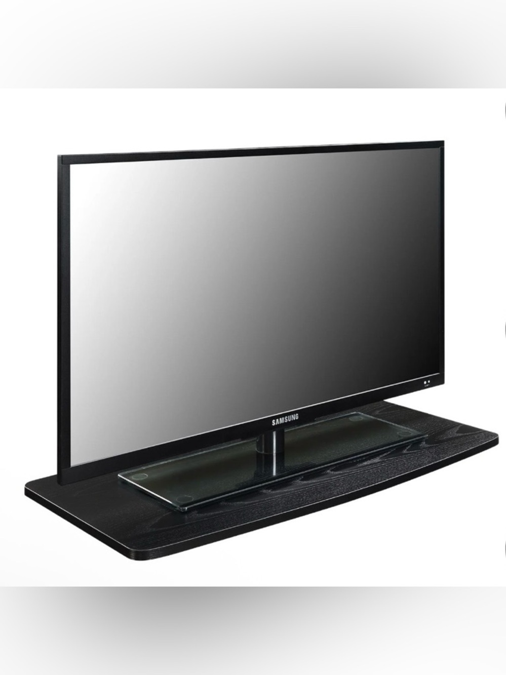 Black Woodgrain Single Tier TV/Moniter/Stereo Swivel Riser 360 Degree Rotation